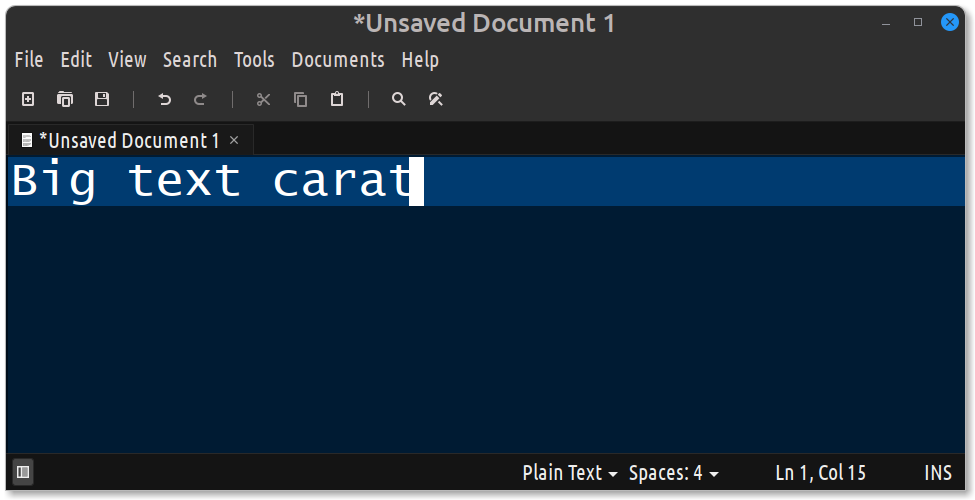Image of a text editor with a large text entry carat